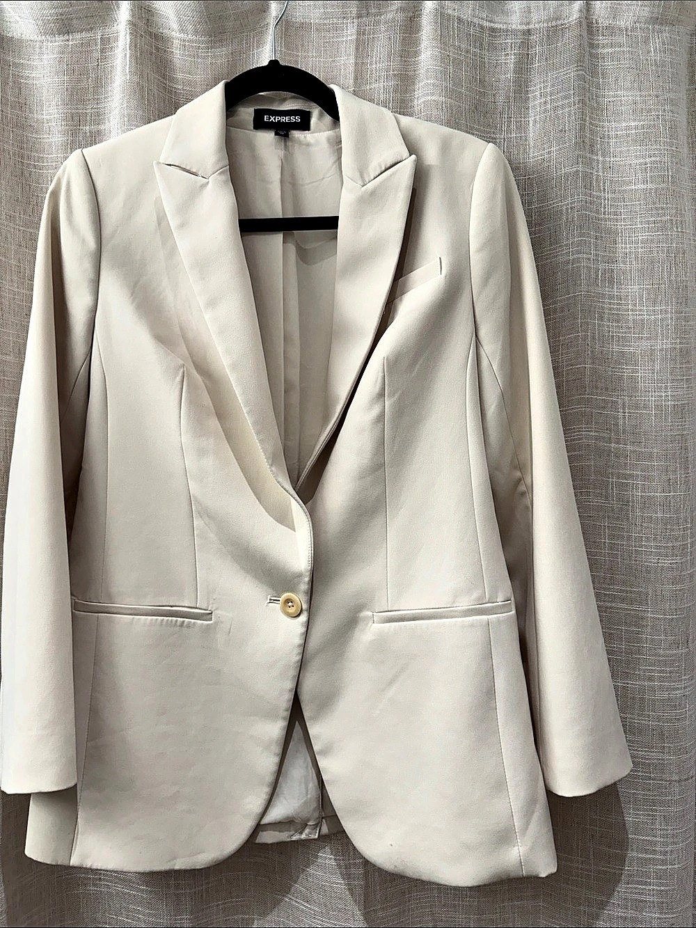 Express Editor Oversized One Button Blazer White XS